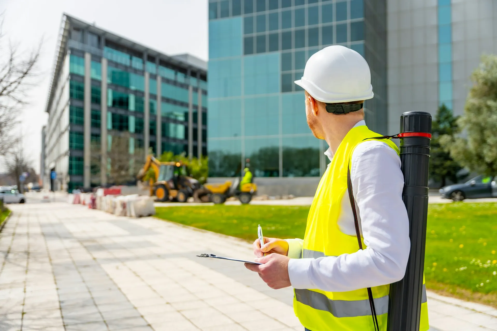 Construction professional supervising remodeling work